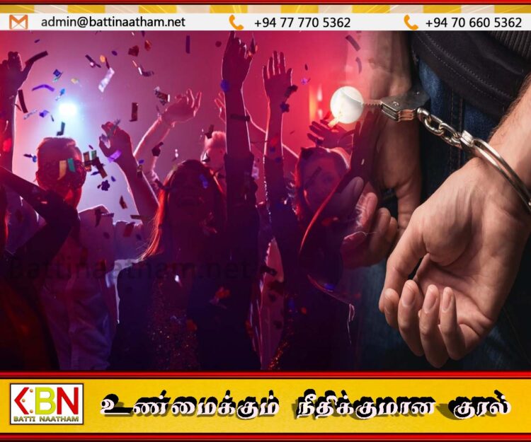 காலியில் களியாட்ட நிகழ்வில் கலந்து கொண்ட யுவதி உட்பட 12 பேர் போதைப்பொருட்களுடன் கைது!