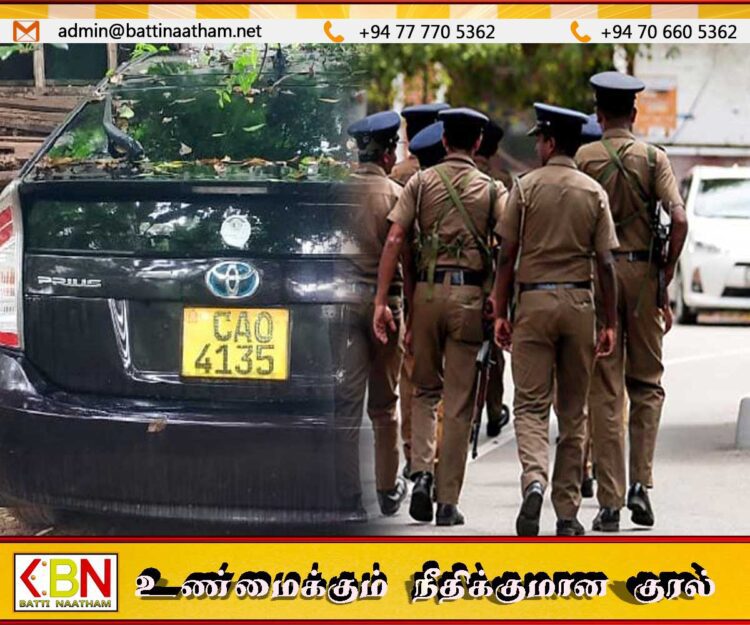 போலி இலக்க தகட்டுடன் நிறுத்தி வைக்கப்பட்டிருந்த சொகுசு காரை கைப்பற்றிய தெல்லிப்பழை பொலிஸார்