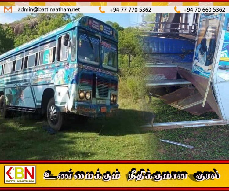 கல்முனை நோக்கி பயணித்த தனியார் பேருந்து கட்டுப்பாட்டை இழந்து விபத்து