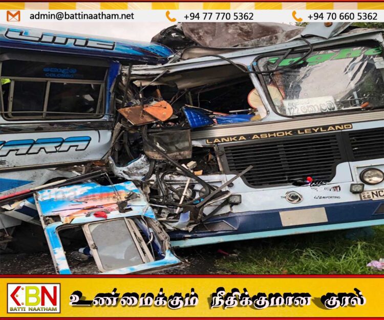 இரு பேருந்துகள் நேருக்கு நேர் மோதி விபத்து ; 28 பேர் வைத்தியசாலையில் அனுமதி