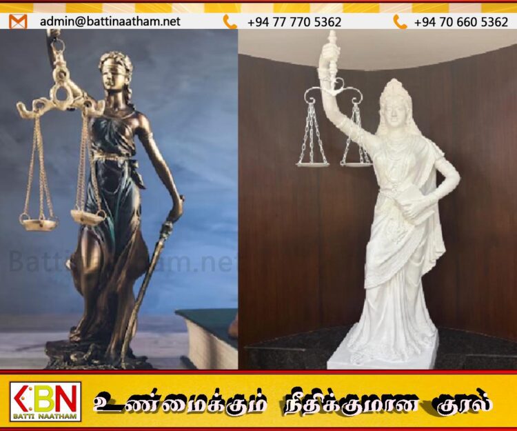 இந்தியாவில் கண்கள் கட்டப்படாத புதிய நீதி தேவதை சிலை திறந்து வைப்பு