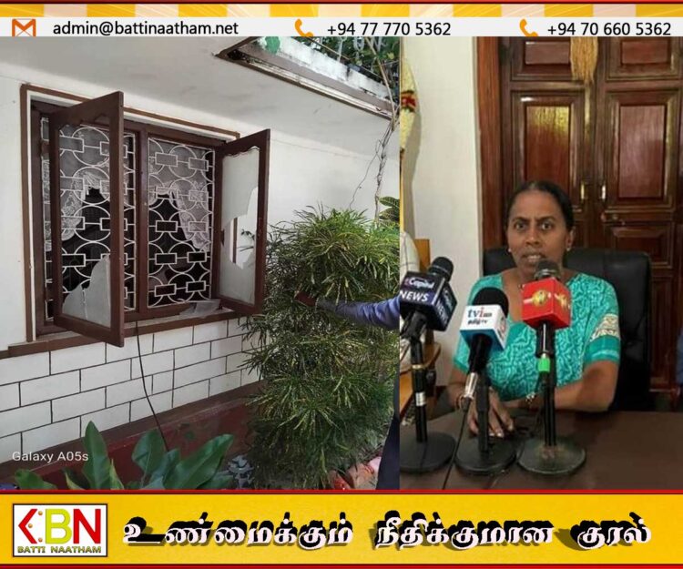 ஜனநாயக தமிழ் தேசிய கூட்டணியின் வேட்பாளர் சசிகலா ரவிராஜ் வீட்டின் மீது கல்வீச்சு தாக்குதல்