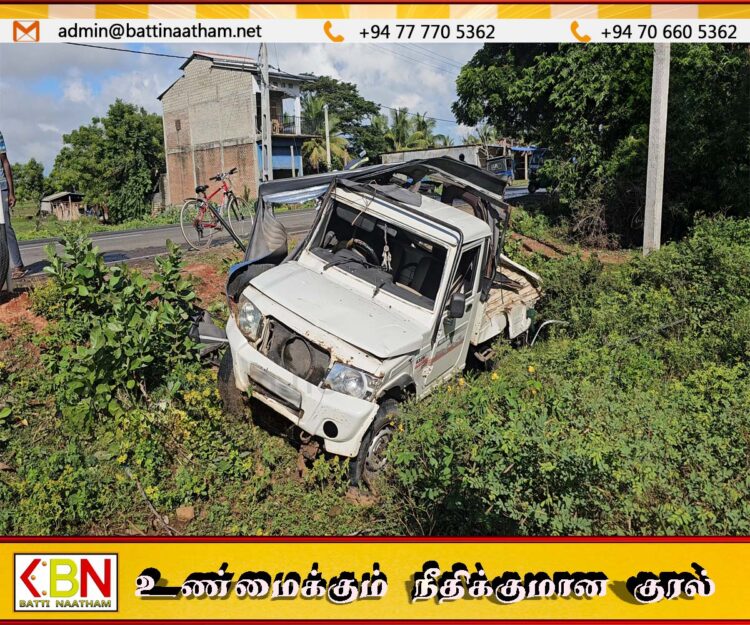 மூதூர் பிரதான வீதியில் கெப் ரக வாகனம் விபத்து