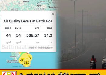 இலங்கையின் காற்றின் தரம் தொடர்பான தகவல்; மட்டக்களப்பில் 44.0 பதிவு
