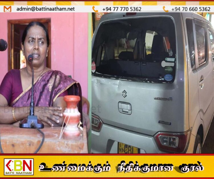 பெண் வேட்பாளர் பயணித்த வாகனம் மீது தமிழரசு கட்சியினர் தாக்குதல்