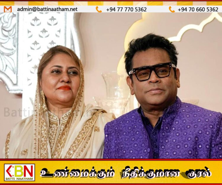 இசைப்புயல் ஏ.ஆர்.ரஹ்மானை விவாகரத்து செய்யப்போவதாக மனைவி சாய்ரா அறிவிப்பு