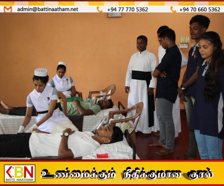 கல்லடி டச்பார் புனித இஞ்ஞாசியார் ஆலய கத்தோலிக்க இளைஞர் ஒன்றியத்தின் ஏற்பாட்டில் இரத்த தான முகாம்