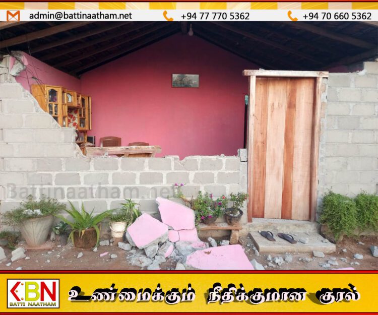 மட்டக்களப்பு வடமுனையில் வீடு ஒன்றை தாக்கி சேதப்படுத்திய யானை
