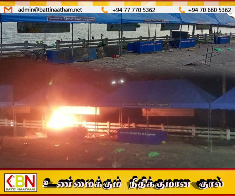 மட்டு கல்லடிப் பால சந்தை விஷமிகளால் தீக்கிரை
