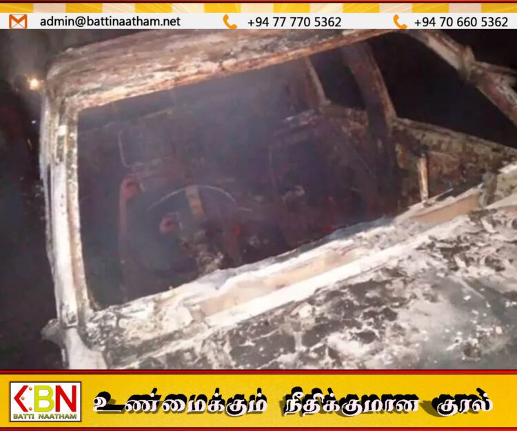 பொலன்னறுவை பிரதான வீதியில் தீப்பற்றியெரிந்த கெப் வாகனத்திற்குள் சடலம் மீட்பு