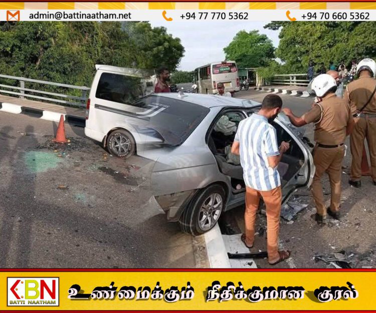 வெருகல் பாலத்தில் வேன்-கார் விபத்து; 10 பேர் படுகாயம்