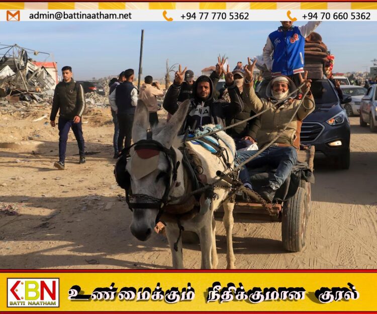 போர் நிறுத்தம் தொடங்கியுள்ள நிலையில் தங்கள் வீடுகளை நோக்கி நகரும் காசா மக்கள்
