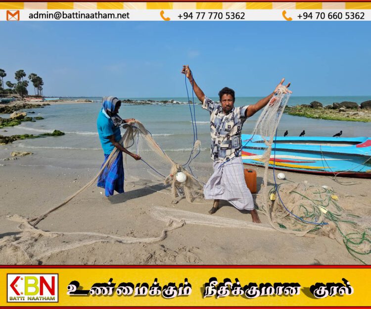இந்திய இழுவைப் படகினால் இலங்கை மீனவரின் வலை சேதம்
