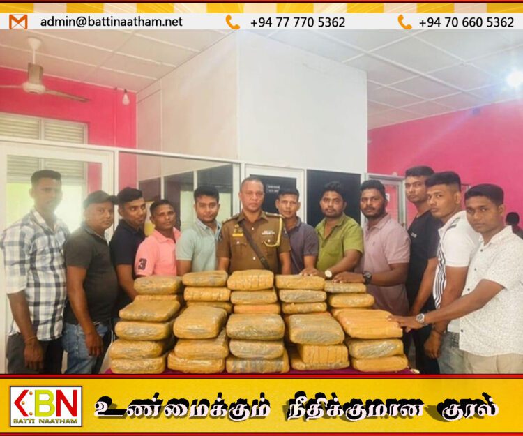 இந்தியாவிலிருந்து 104 கிலோகிராம் கேரள கஞ்சாவை படகுகளில் கொண்டு வந்தவர்கள் கைது