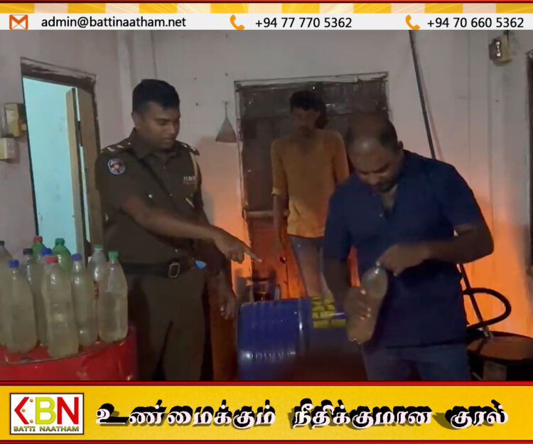 ஆரையம்பதியில் வடி சாராயம் காய்ச்சிக்கொண்டு இருந்த நிலையில் ஒருவர் கைது