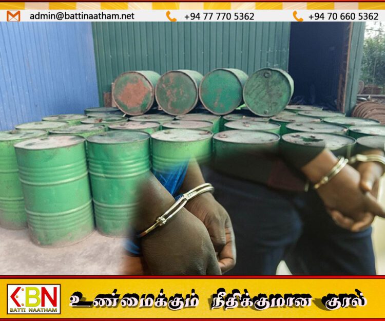 மனித நுகர்வுக்கு பொருத்தமற்ற 15,000 லீட்டருக்கும் அதிகமான தேங்காய்எண்ணெய் பறிமுதல்; இருவர் கைது