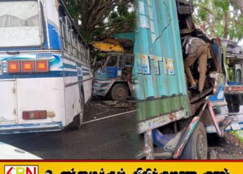 மூதூரில் லொறி ஒன்றும் தனியார் பேருந்தும் நேருக்கு நேர் மோதி கோர விபத்து