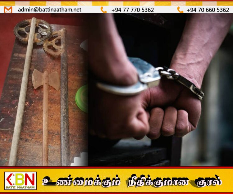 மட்டு புதூரில் குமார் குழுவைச் சேர்ந்த இருவர் ஐஸ் மற்றும் கூரிய ஆயுதங்களுடன் கைது