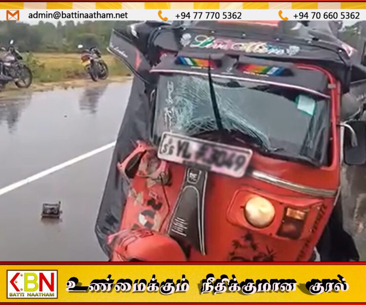 பாடசாலை மாணவர்களை ஏற்றி சென்ற முச்சக்கர வண்டி மீது மோதிய பஜ்ரோ ரக வாகனம்