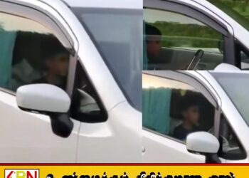 இலங்கையின் தெற்கு அதிவேக வீதியில் வாகனம் செலுத்திய சிறுவன்