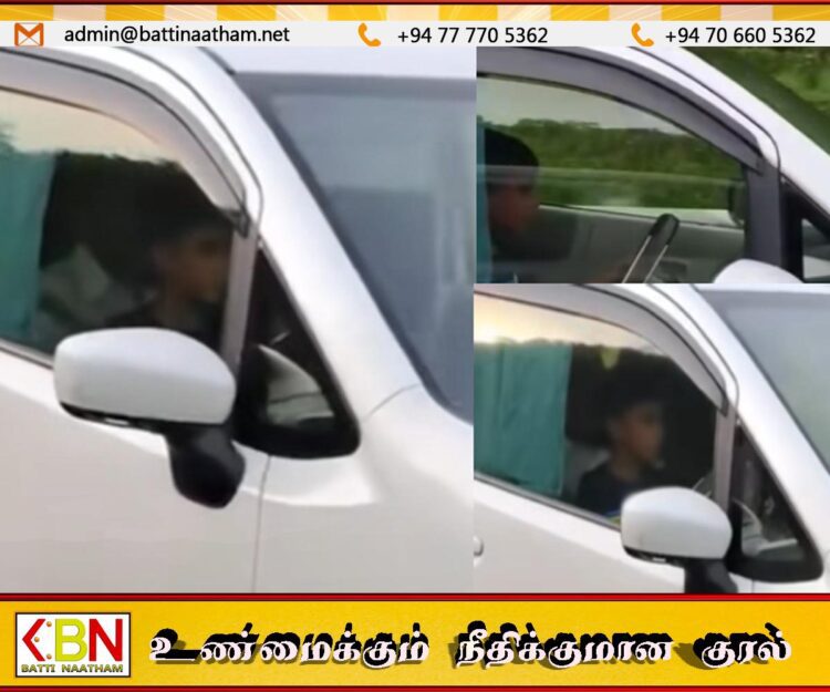 இலங்கையின் தெற்கு அதிவேக வீதியில் வாகனம் செலுத்திய சிறுவன்