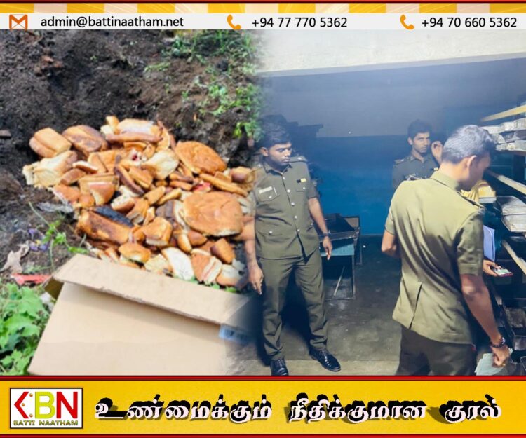 முல்லைத்தீவில் மூடப்பட்ட மனித நுகர்விற்கு ஒவ்வாத வெதுப்பகம்; அழிக்கப்பட்ட உணவுப் பொருட்கள்