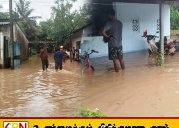 கிளிநொச்சியில் பெய்த கடும் மழையால் வெள்ளத்தில் மூழ்கிய வீடுகள்