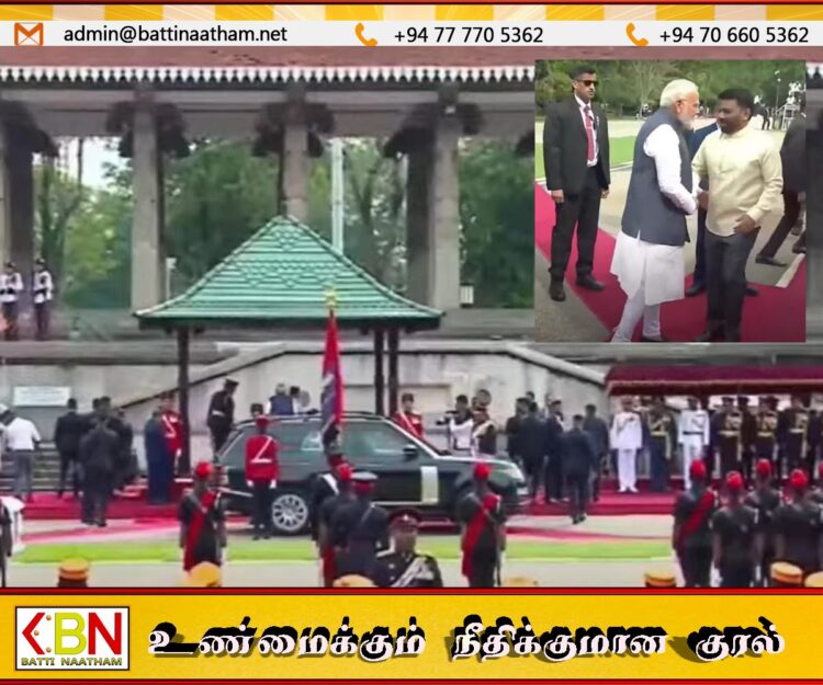 கொழும்பு சுதந்திர சதுக்கத்தில் இந்திய பிரதமர் நரேந்திர மோடிக்கு உத்தியோகபூர்வ வரவேற்பு
