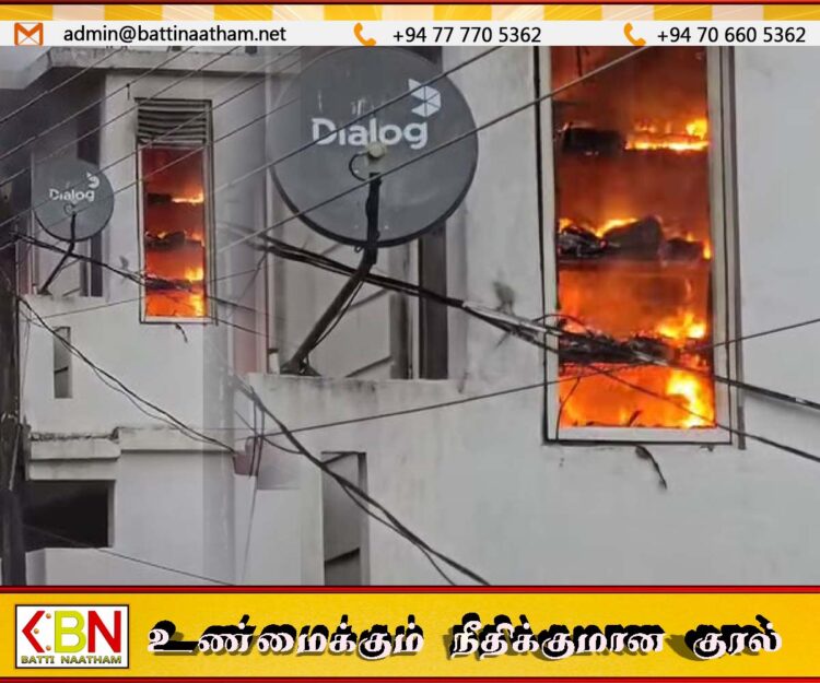 கல்முனையில் மின் ஒழுக்கினால் தீப்பற்றி வீடு சேதம்