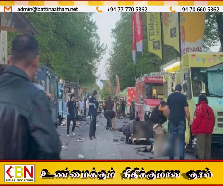கனடாவில் வீதியோரம் நிகழ்ச்சி ஒன்று நடந்த பாதையில் தீடீரெனநுழைந்து விபத்தை ஏற்படுத்திய கார்