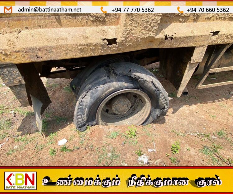 மன்னாரில் பொலிசாரை மோத வந்த டிப்பர் வாகனம் மீது துப்பாக்கிப் பிரயோகம்