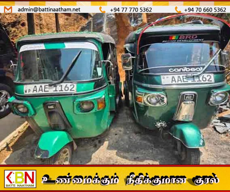 பதுளையில் கைப்பற்றப்பட்ட ஒரே இலக்கத்தில் இரண்டு முச்சக்கர வண்டிகள்