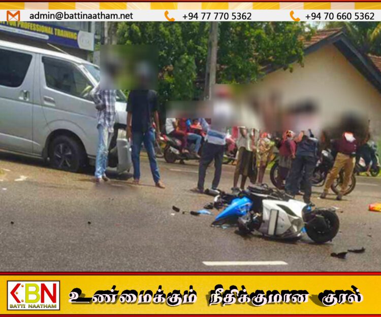 வேன் – மோட்டார் சைக்கிள் மோதியத்தில் ஒருவர் படுகாயம்