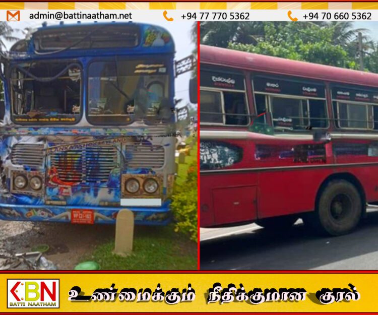 இரு பஸ்கள் மோதி விபத்து ; நான்கு பேர் காயம்
