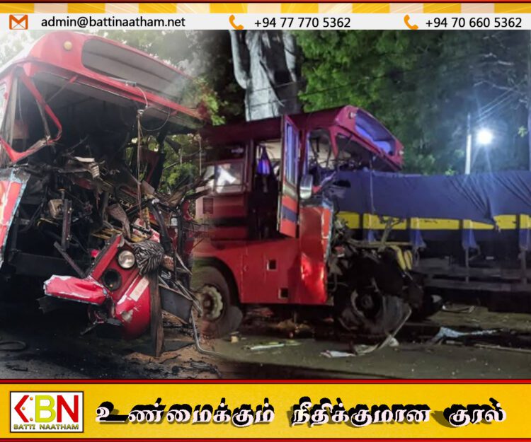 மட்டக்களப்பிலிருந்து காலி நோக்கி பயணித்த பேருந்து டிப்பர் லொறியின் மீது மோதி விபத்து – ஒருவர் உயிரிழப்பு பலர் காயம்