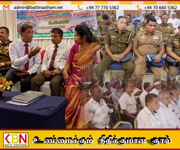 பாதுகாப்பு தரப்பு முன்னிலையில் கிழக்கு தேற்றாத்தீவு பிரதேசத்தை சேர்ந்த கடற்கொள்ளையரை படம்போட்டு காட்டிய மீனவர்கள்