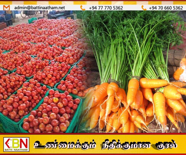 மட்டக்களப்பில் தக்காளி கிலோ -1300/= கரட் கிலோ-1000/=