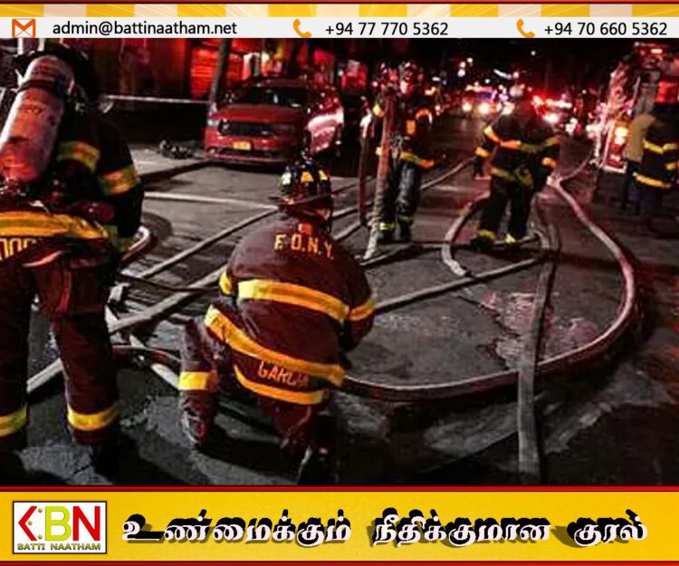 அமெரிக்க பொது நூலக வாகன நிறுத்தத்தில் தீ விபத்து