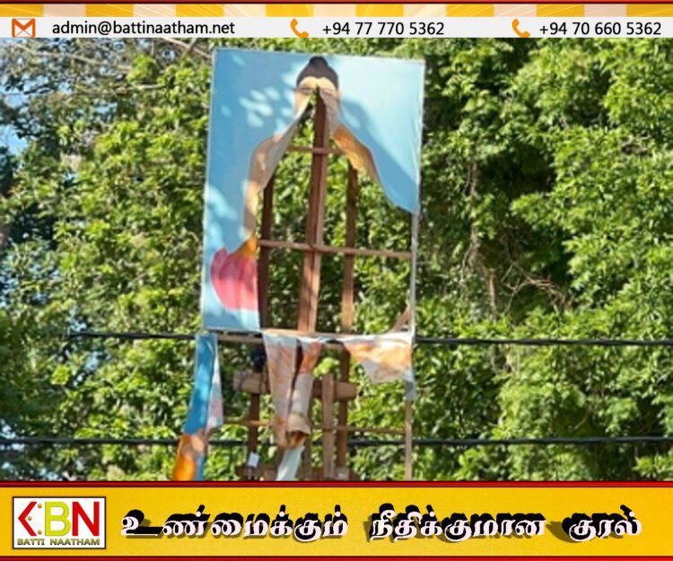 முல்லைத்தீவில் திடீரென தனியார் காணி ஒன்றில் உருவாக்கப்பட்ட பௌத்த விகாரை வடிவிலான உருவம்