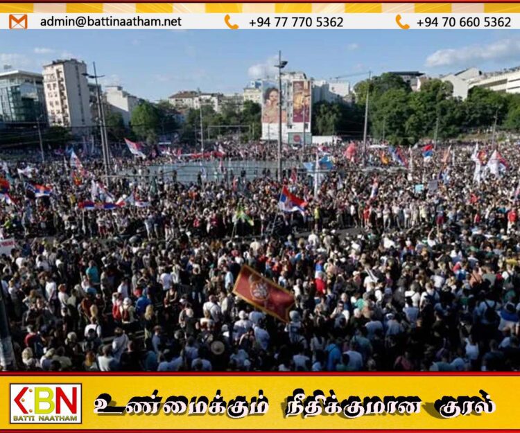 செர்பிய ஜனாதிபதிக்கு எதிராக மக்கள் பாரிய போராட்டம்