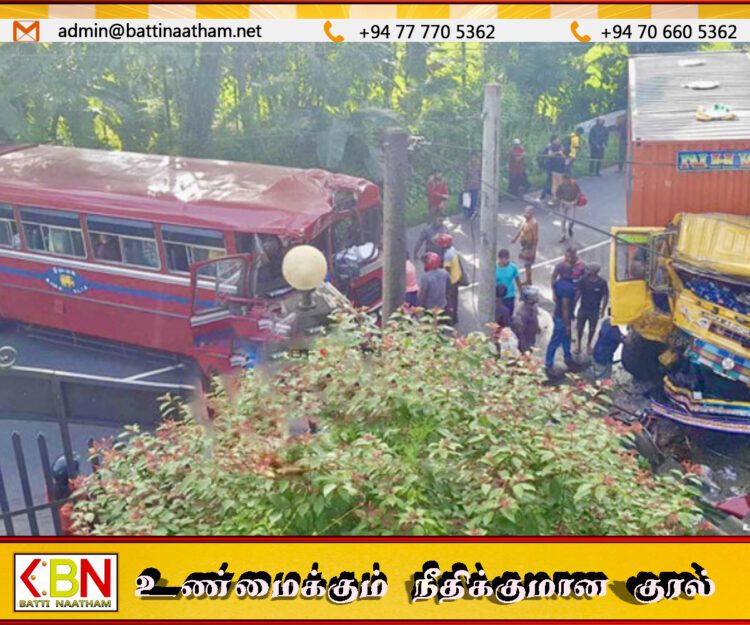 அவிசாவளை வீதியில் பஸ் – லொறி நேருக்கு நேர் மோதி விபத்து