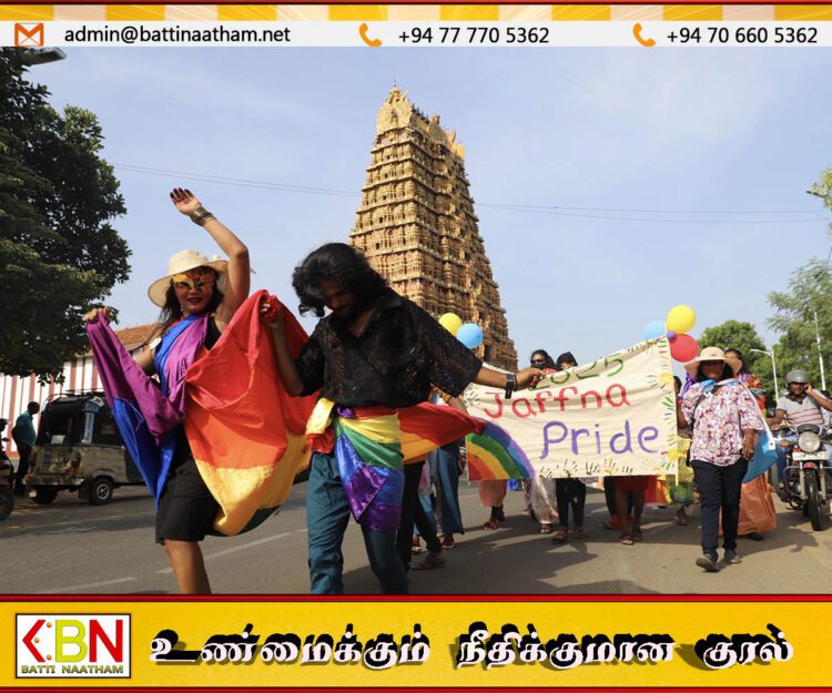 நல்லூர் கந்தசுவாமி கோவிலுக்கு முன்னால் ஓரினச்சேர்க்கை உரிமைகளை ஊக்குவித்த நடைபவனிக்கு எதிர்ப்பு