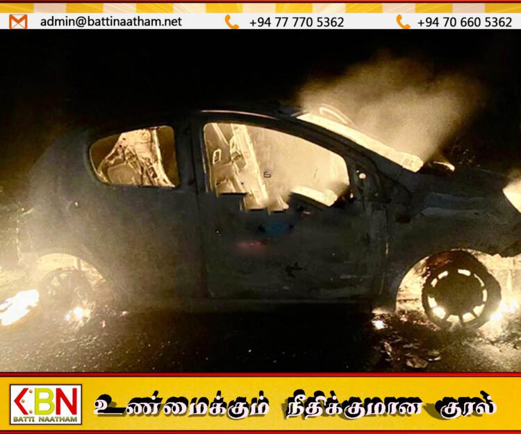 மனைவியுடன் ஏற்பட்ட குடும்ப தகராறு; கார் தீக்கிரை