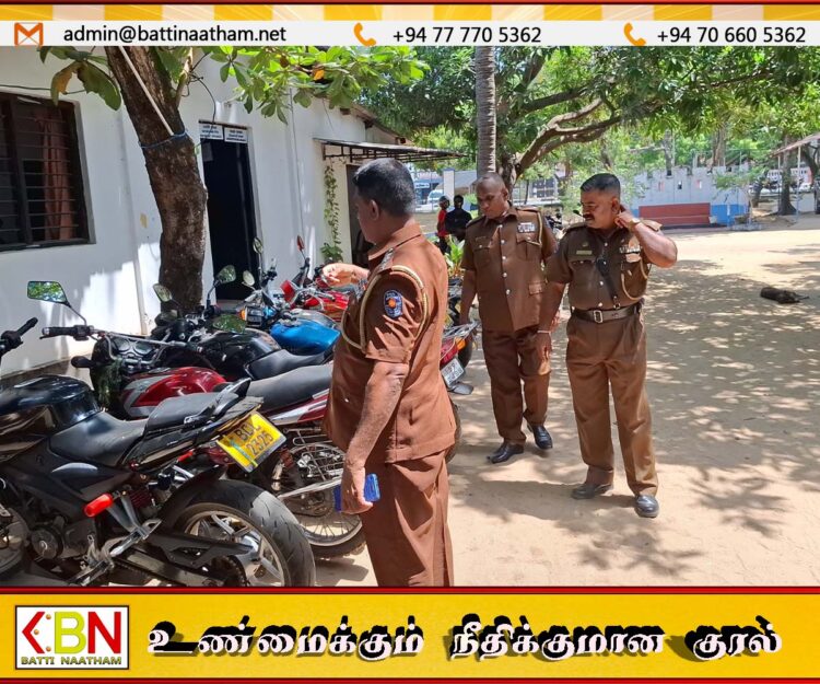காத்தான்குடியில் மேற்கொள்ளப்பட்ட சுற்றிவளைப்பில் மோட்டார் சைக்கிள்கள் பறிமுதல்