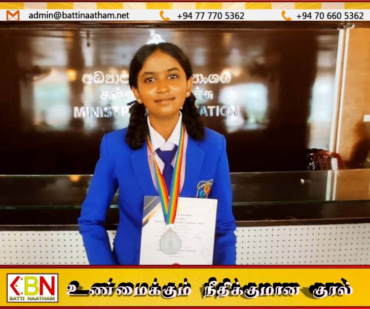 தேசிய விஞ்ஞான ஒலிம்பியாட் போட்டியில் 2ஆம் இடத்தை பெற்று மன்னார் மாணவி சாதனை