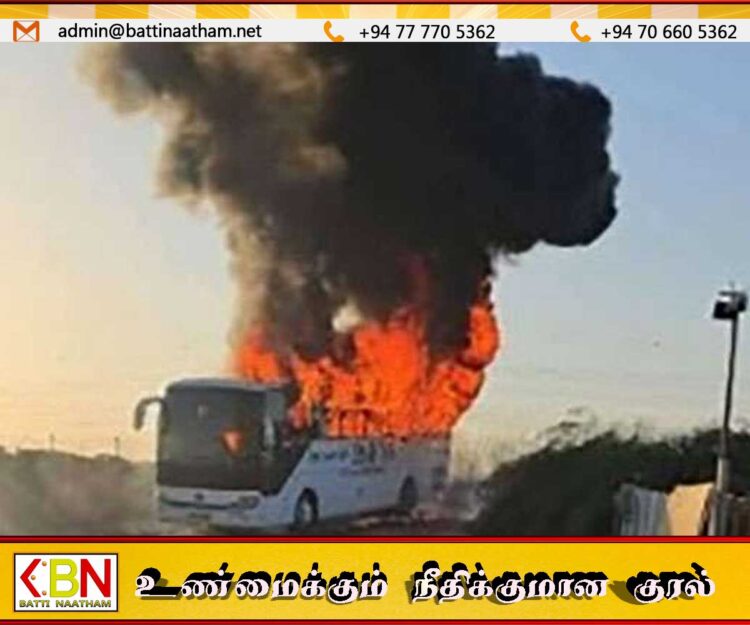 இஸ்ரேலில் இலங்கை இளைஞர்களை ஏற்றிச் சென்ற பேருந்தில் தீ விபத்து