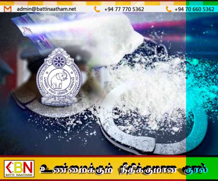 மட்டு நகரில் ஐஸ் போதைப் பொருளுடன் 22 வயது இளைஞனான வியாபாரி ஒருவர் கைது