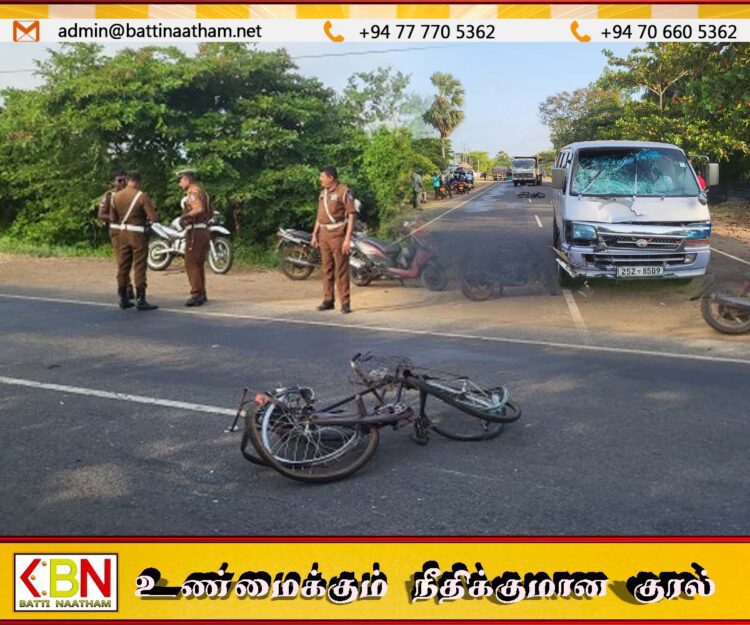 வவுனியாவில் துவிச்சக்கர வண்டியில் பயணித்தவர் மீது கயஸ் வாகனம் மோதியதில் முதியவர் உயிரிழப்பு