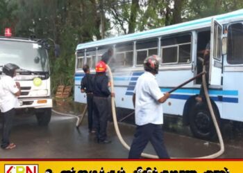 நல்லூரில் நிறுத்திவைக்கப்பட்டிருந்த பஸ்ஸில் தீப்பரவல்