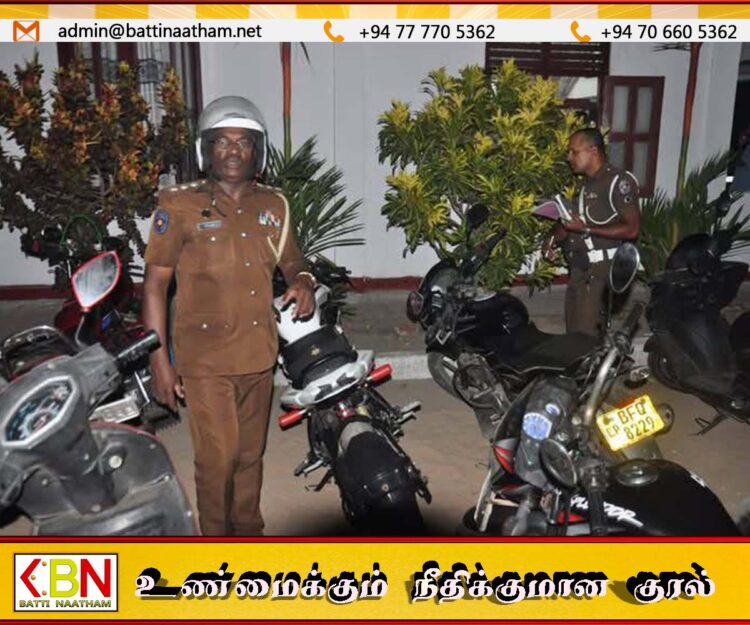 கல்முனையில் போக்குவரத்து சட்டங்களை மீறிய மோட்டார் சைக்கிள்கள் பறிமுதல்